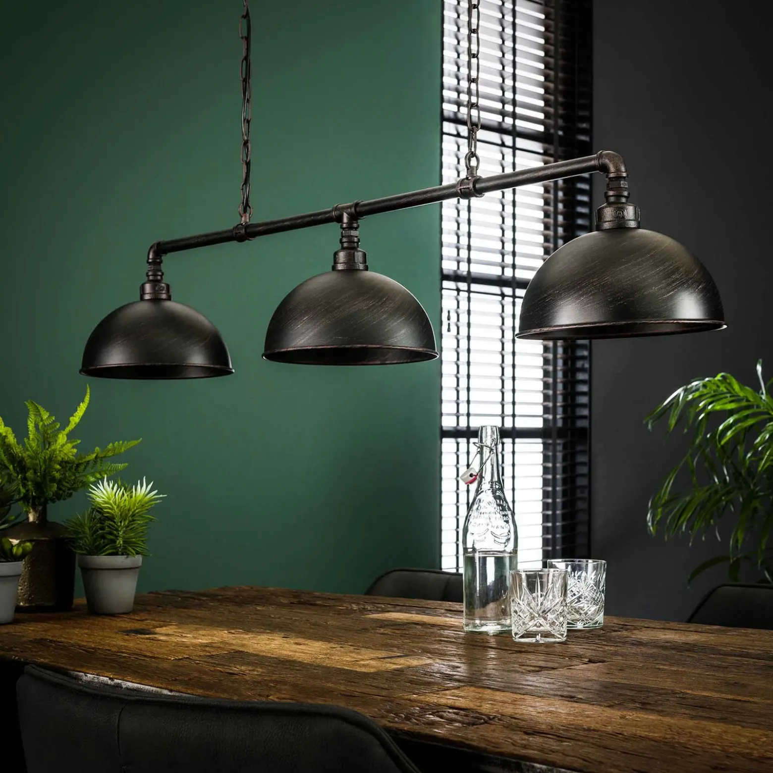 Lámpara colgante Vanderbrock, negro, 3 luces