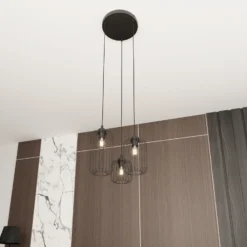 Lámpara colgante Vander, 3 luces, Ø 30 cm, negro, metal, E27