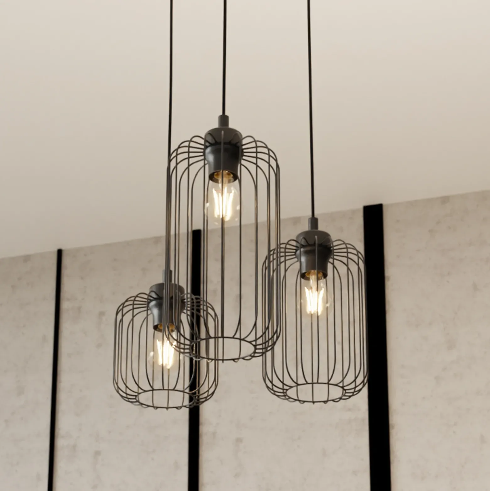 Lámpara colgante Vander, 3 luces, Ø 30 cm, negro, metal, E27