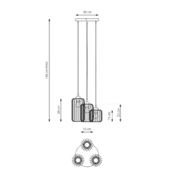 Lámpara colgante Vander, 3 luces, Ø 30 cm, negro, metal, E27