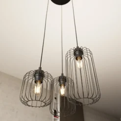 Lámpara colgante Vander, 3 luces, Ø 30 cm, negro, metal, E27