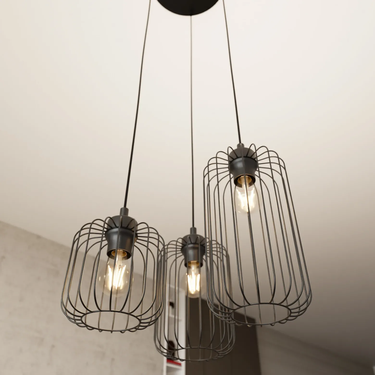 Lámpara colgante Vander, 3 luces, Ø 30 cm, negro, metal, E27