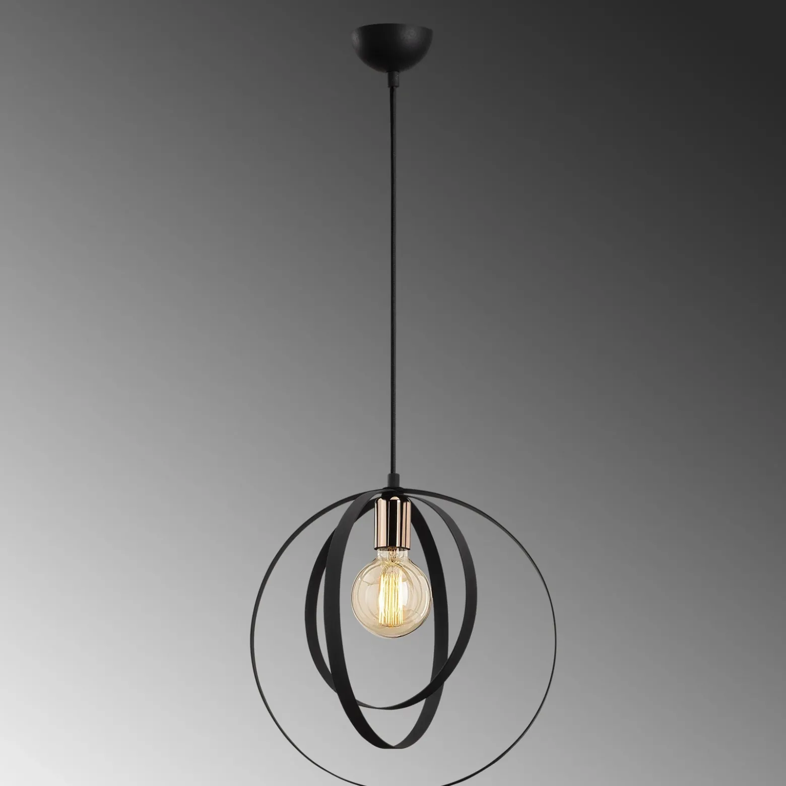 Lámpara colgante Vaveyla 446-S con tres anillos negros