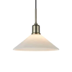 Lámpara colgante Vela, blanco/latón viejo, cristal/hierro Ø 25 cm enchufe