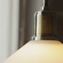 Lámpara colgante Vela, blanco/latón viejo, cristal/hierro Ø 25 cm enchufe