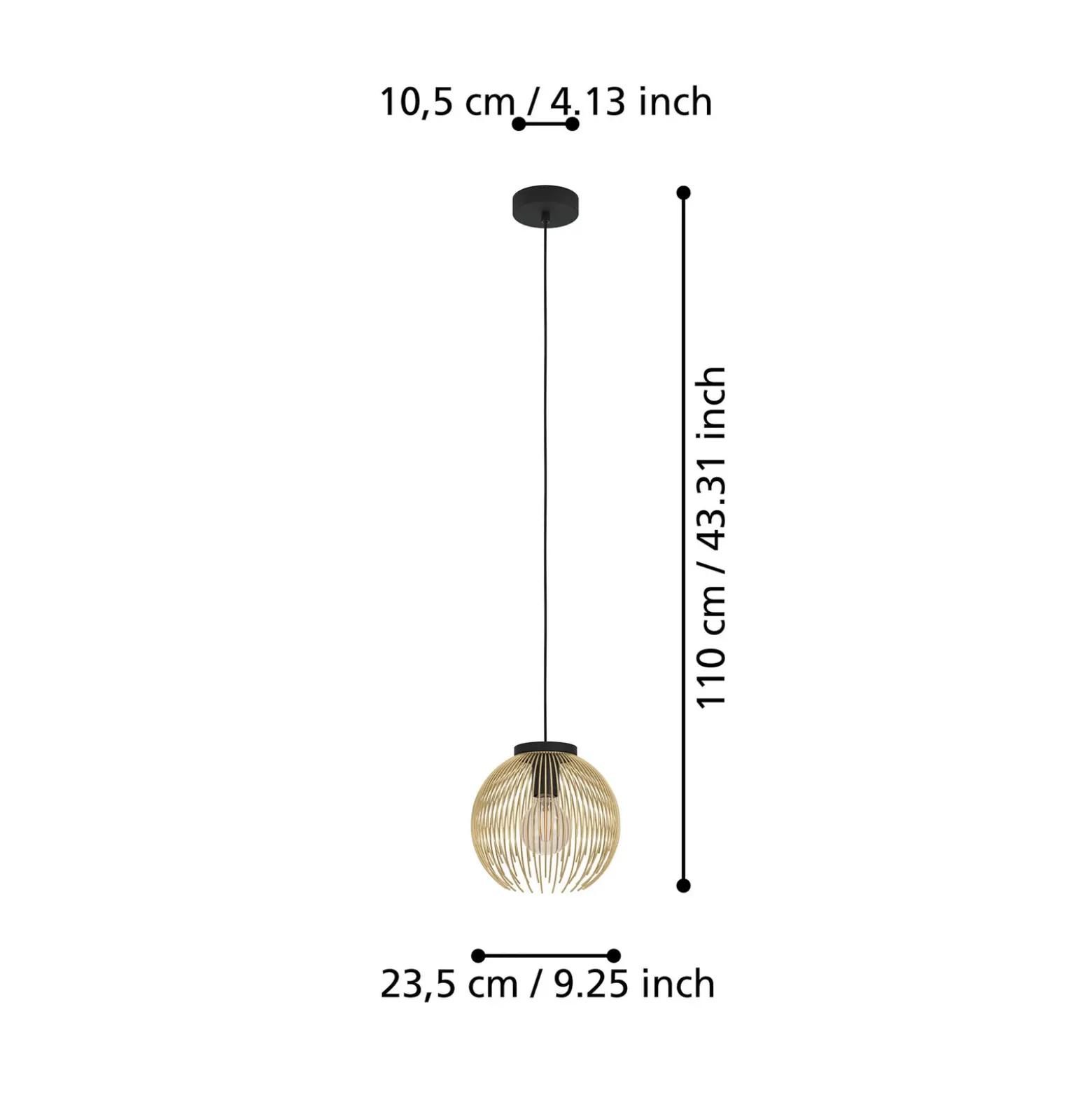 Lámpara colgante Venezuela, negro/oro, 1 luz