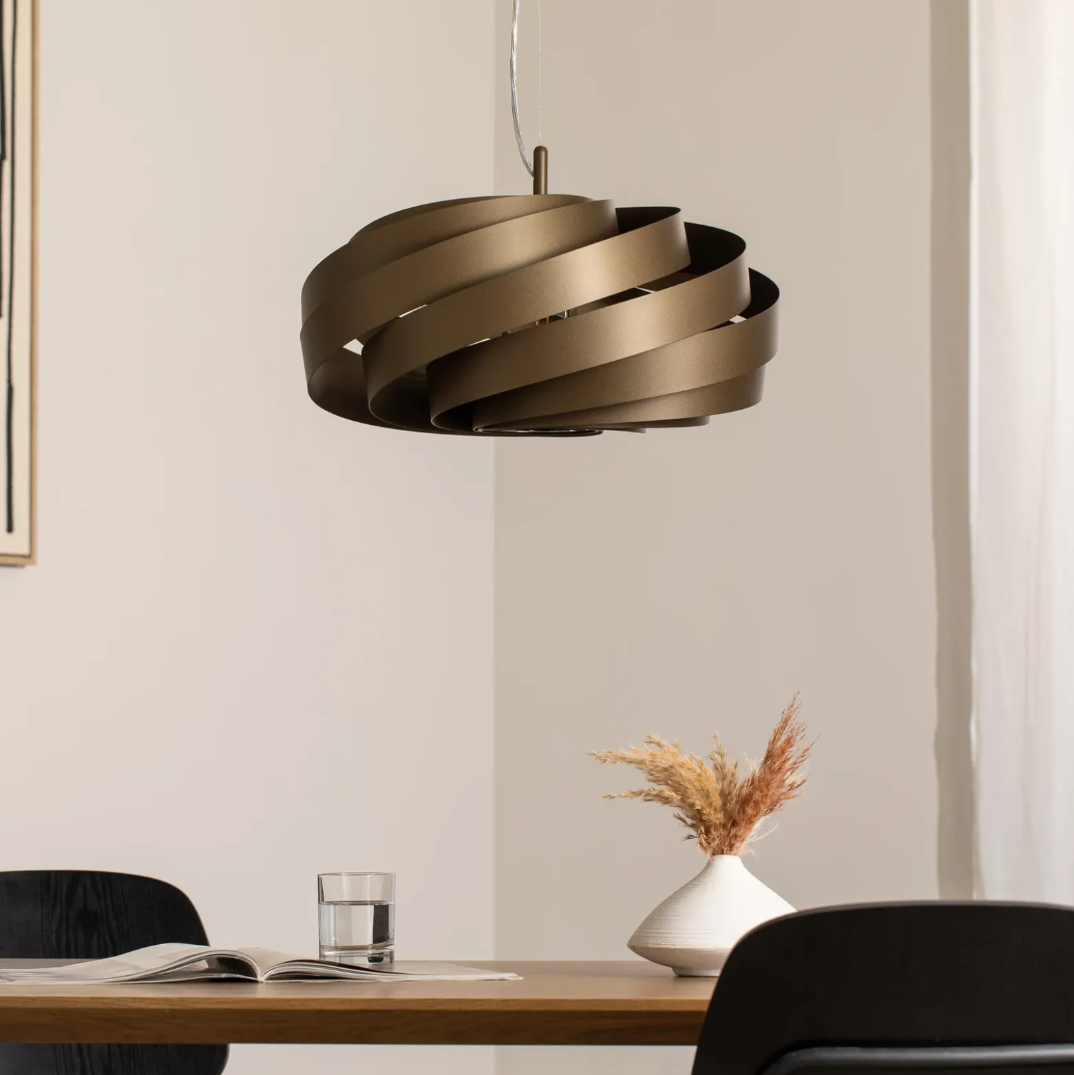 Lámpara colgante Vento, marrón café, Ø 50 cm