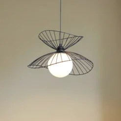 Lámpara colgante Vertigo, negra, cristal/metal, E27, Ø 50 cm