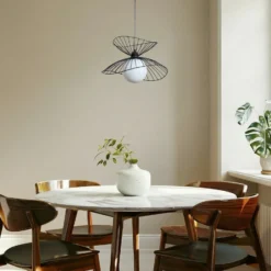 Lámpara colgante Vertigo, negra, cristal/metal, E27, Ø 50 cm