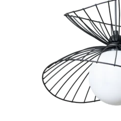 Lámpara colgante Vertigo, negra, cristal/metal, E27, Ø 50 cm