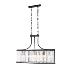 Lámpara colgante Victoria, negra, cristal, 78 cm, E27
