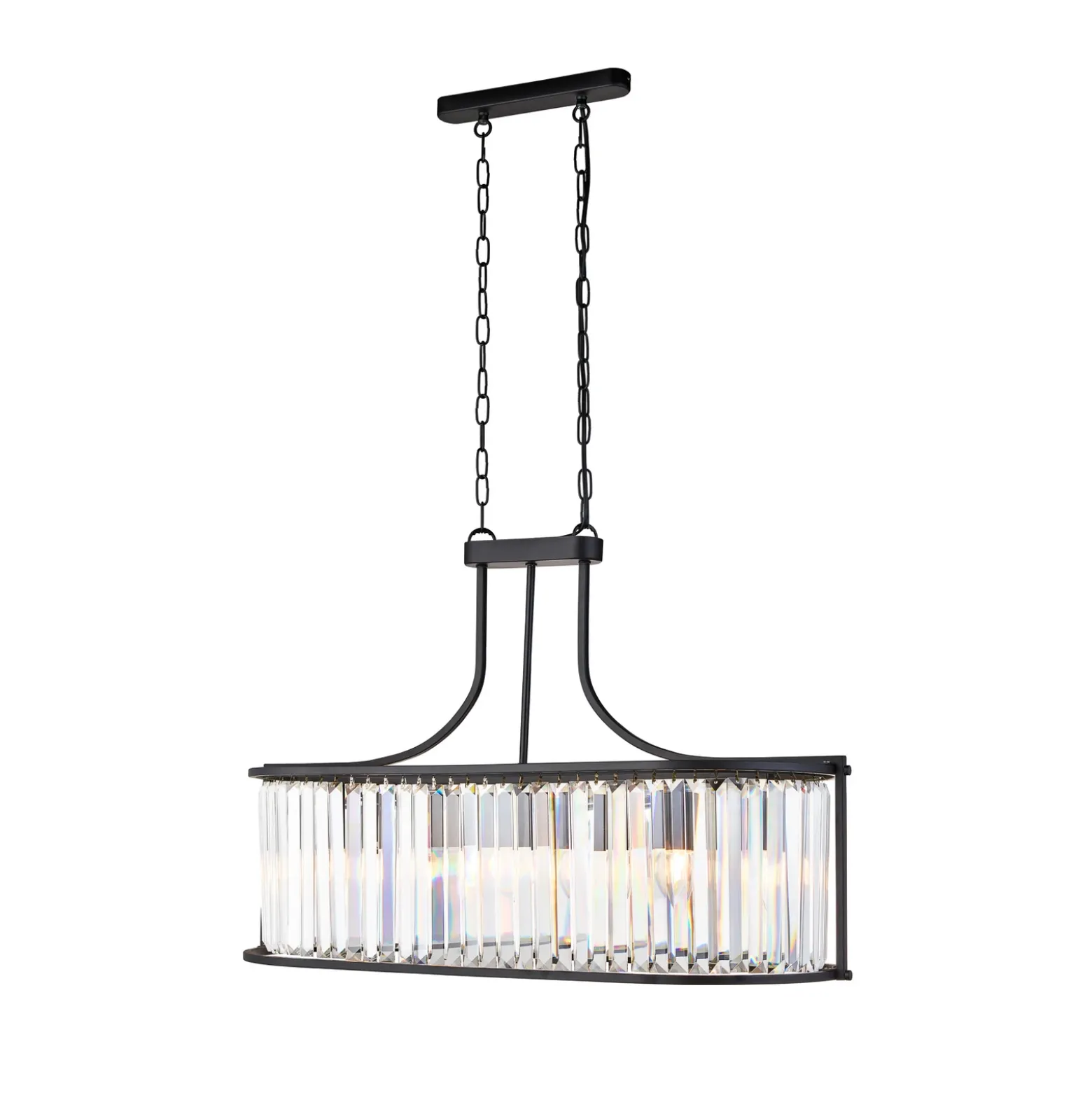 Lámpara colgante Victoria, negra, cristal, 78 cm, E27