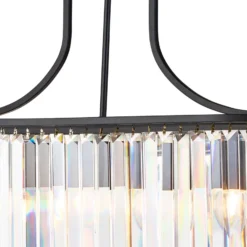 Lámpara colgante Victoria, negra, cristal, 78 cm, E27