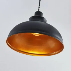 Lámpara colgante vintage Albertine, metal, negra