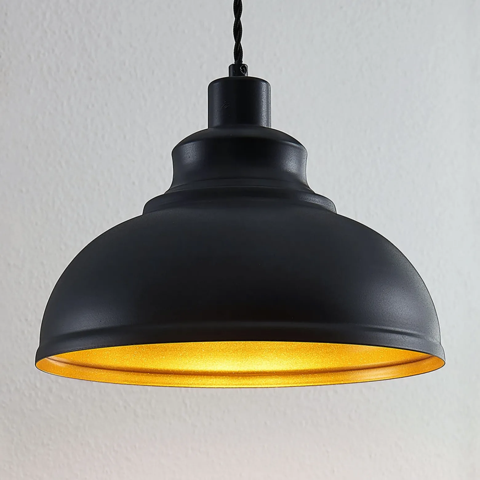 Lámpara colgante vintage Albertine, metal, negra