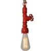 Lámpara colgante Vintage, cuerda de cáñamo, rojo