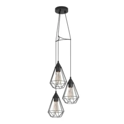 Lámpara colgante vintage negra Tarbes, 3 brazos