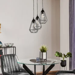 Lámpara colgante vintage negra Tarbes, 3 brazos