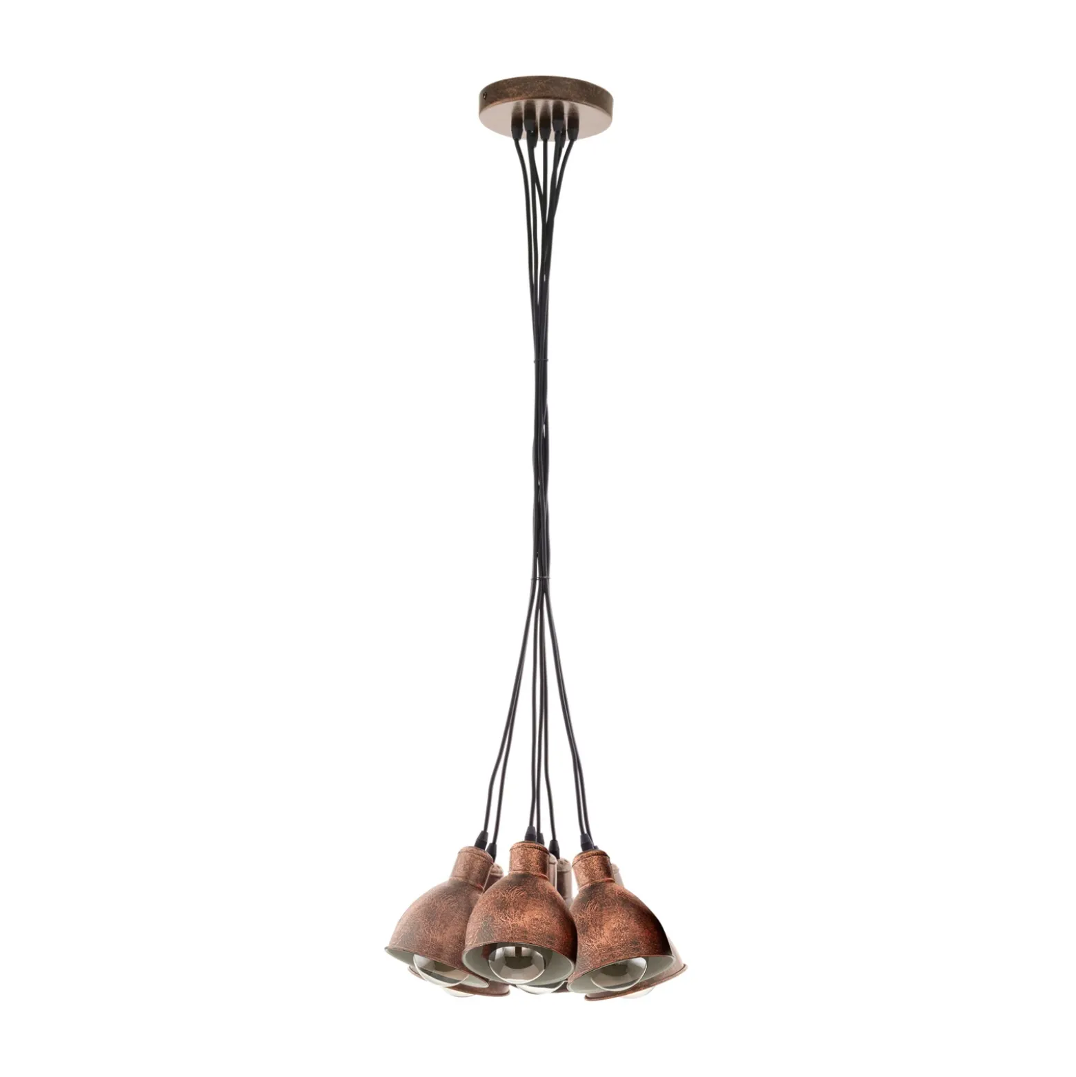 Lámpara colgante vintage Priddy 1, 7 luces, cobre
