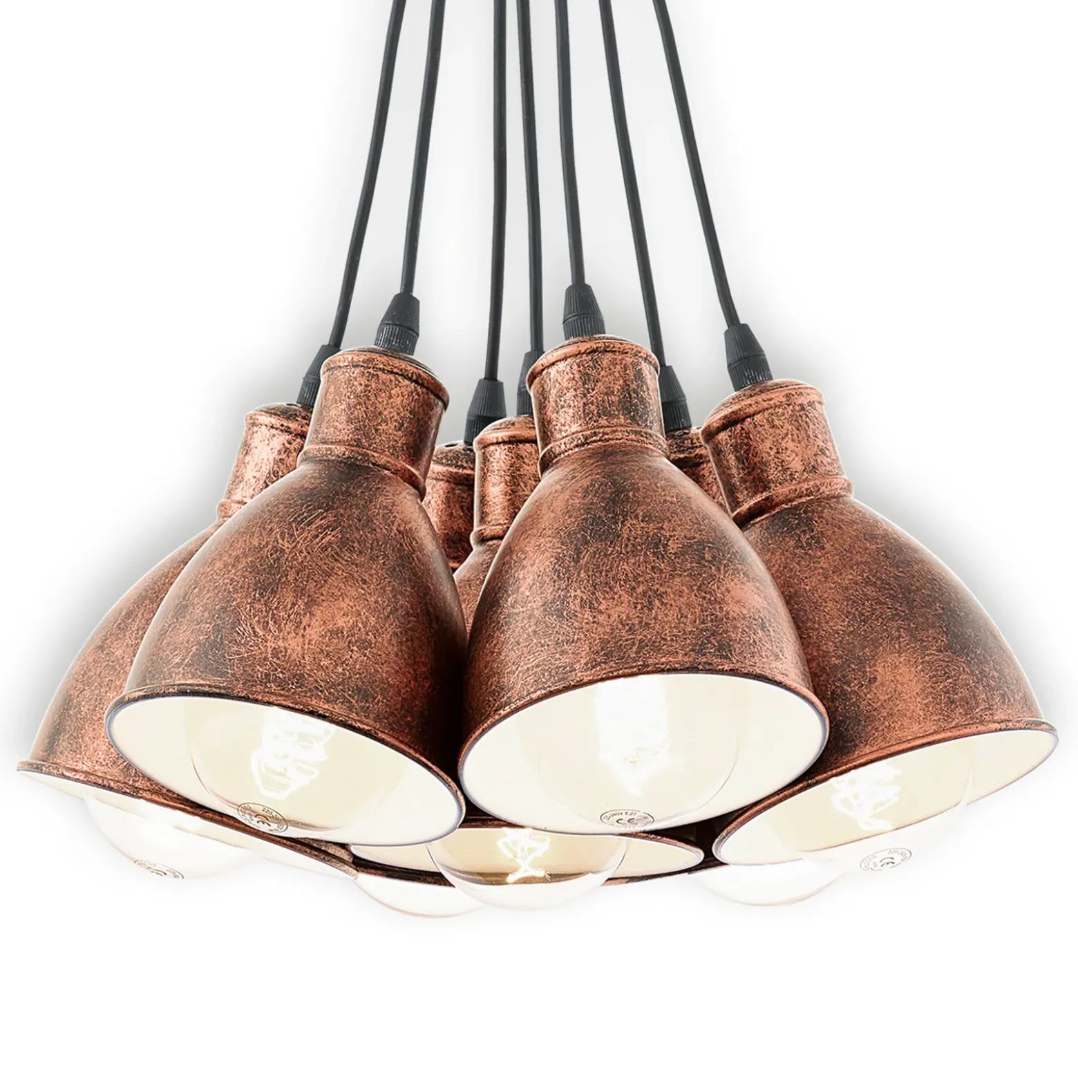 Lámpara colgante vintage Priddy 1, 7 luces, cobre