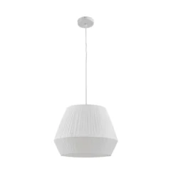 Lámpara colgante Vitore de Lindby, Ø 40 cm, textil, blanca