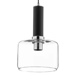 Lámpara colgante Viva, transparente/negro/cromo, 3 luces
