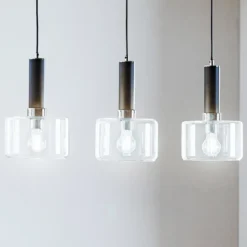 Lámpara colgante Viva, transparente/negro/cromo, 3 luces