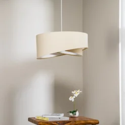 Lámpara colgante Vivien, bicolor, beige/blanco