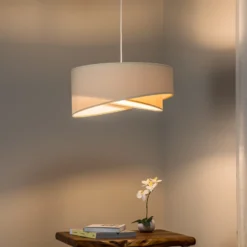 Lámpara colgante Vivien, bicolor, beige/blanco