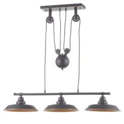 Lámpara colgante Westinghouse Iron Hill, negra, 3 luces, E27