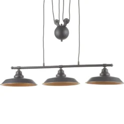 Lámpara colgante Westinghouse Iron Hill, negra, 3 luces, E27