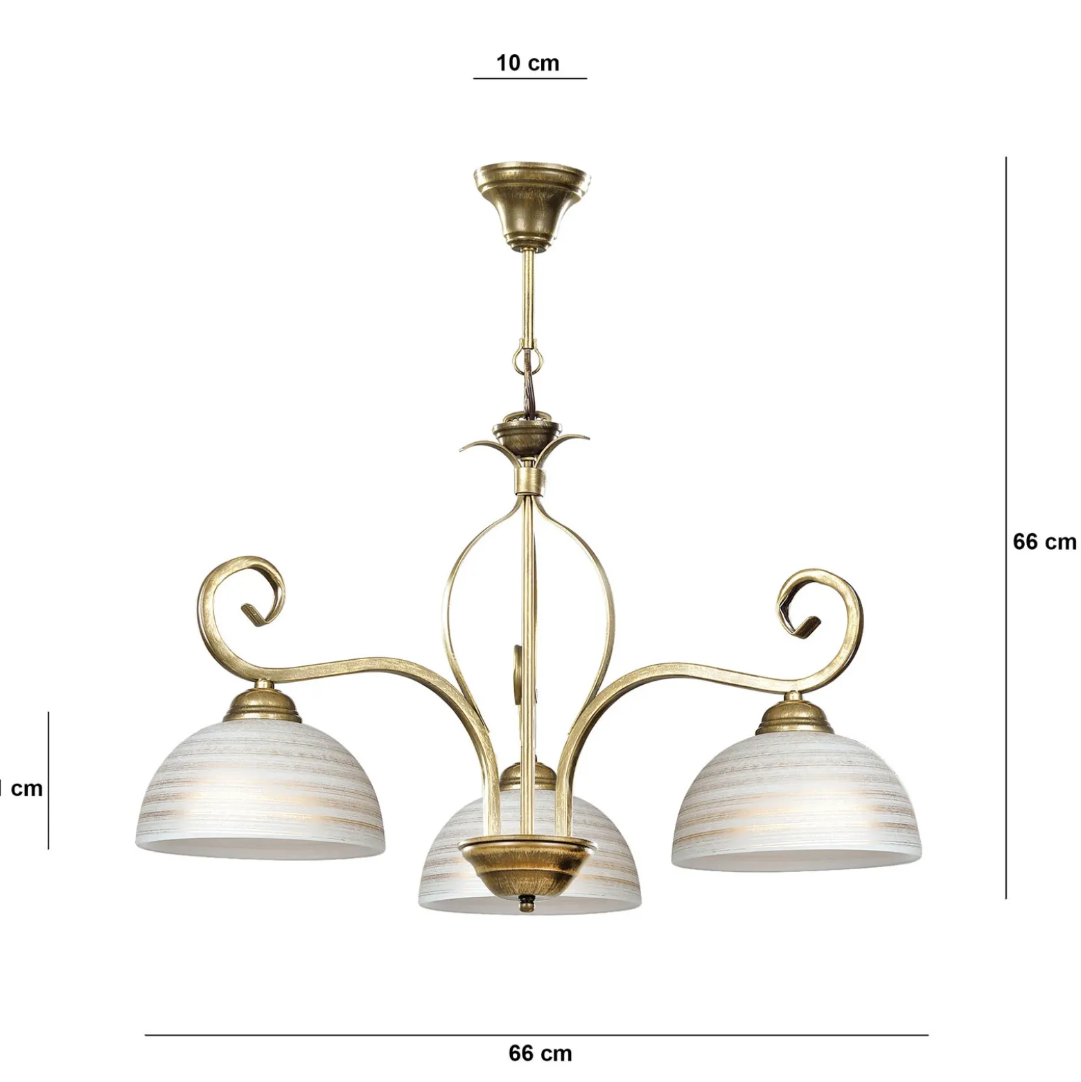 Lámpara colgante Wivara 3, 3 luces, dorada
