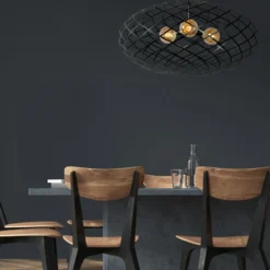 Lámpara colgante Wolfram pantalla oval 100cm negro