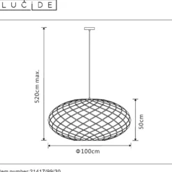 Lámpara colgante Wolfram pantalla oval 100cm negro