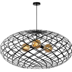 Lámpara colgante Wolfram pantalla oval 100cm negro