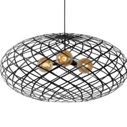 Lámpara colgante Wolfram pantalla oval 100cm negro