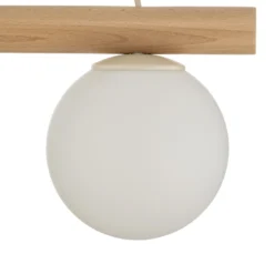Lámpara colgante Woodstock, color arena, madera/metal, 2 luces,