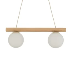 Lámpara colgante Woodstock, color arena, madera/metal, 2 luces,