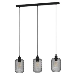 Lámpara colgante Wrington, longitud 74 cm, negra, 3 luces, acero