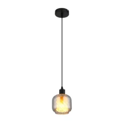 Lámpara colgante Xia, Ø 14 cm, gris humo, cristal