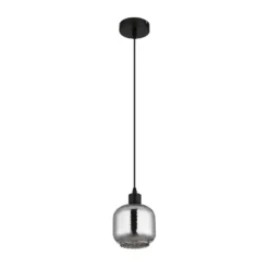 Lámpara colgante Xia, Ø 14 cm, gris humo, cristal