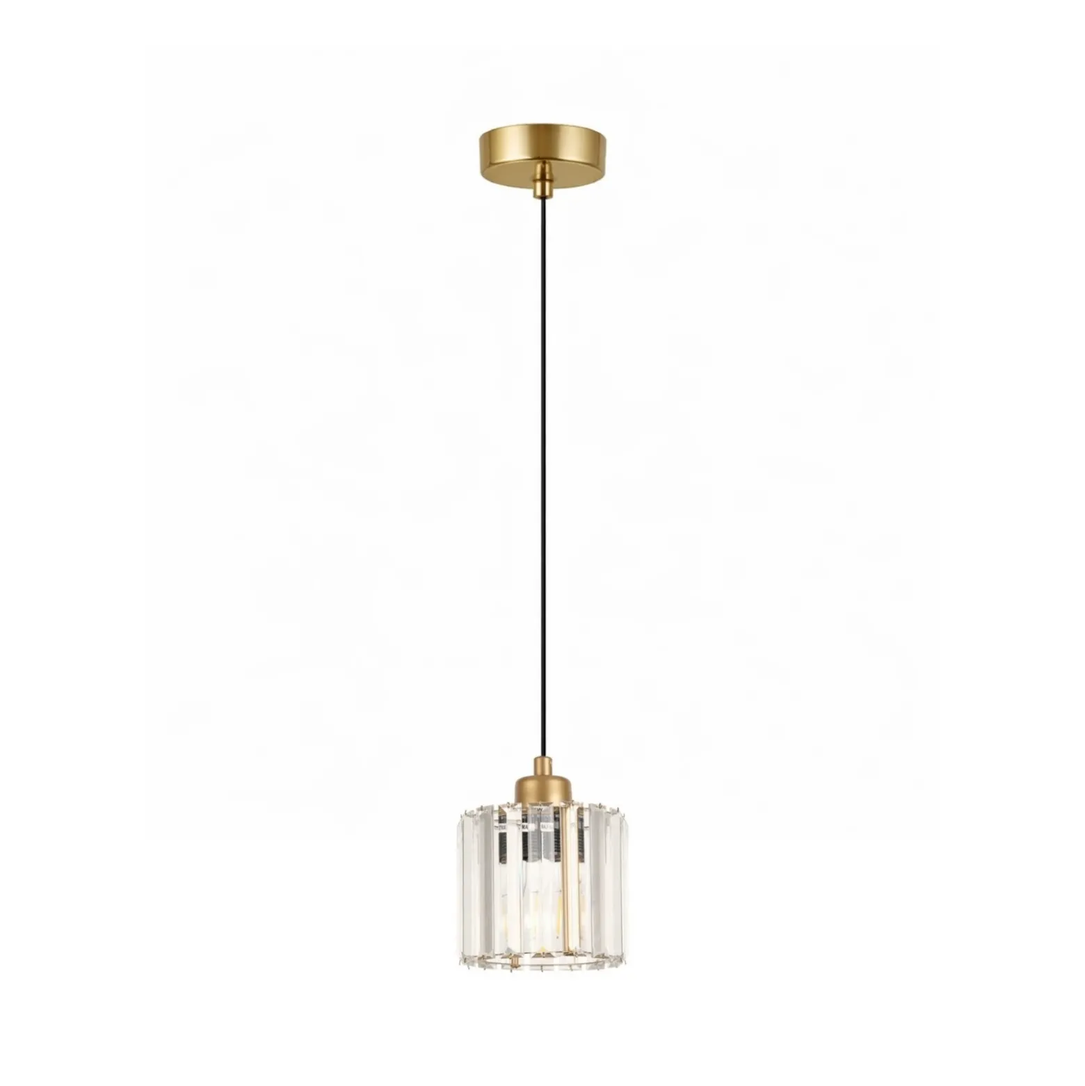 Lámpara colgante Yakops, color dorado, Ø 13 cm, cristal/metal, E27
