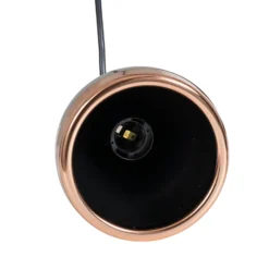 Lámpara colgante Yildo, longitud 65 cm, negro/cobre, metal