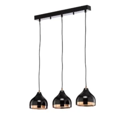 Lámpara colgante Yildo 6877 3 luces lineal negro/cobre