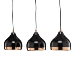 Lámpara colgante Yildo 6877 3 luces lineal negro/cobre