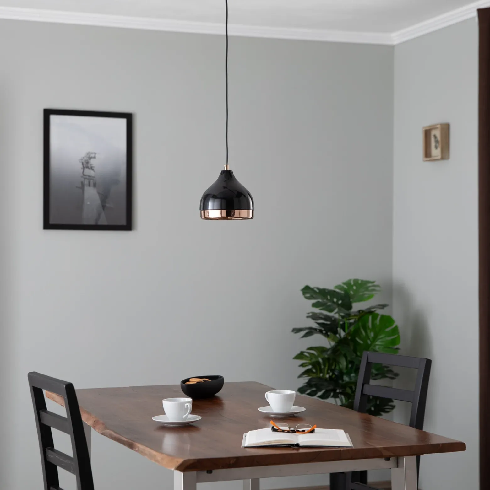 Lámpara colgante Yildo 6866 1 luz Ø17cm negro/cobre