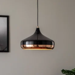 Lámpara colgante Yildo 253-S 1 luz Ø36cm negro/cobre
