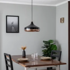 Lámpara colgante Yildo 253-S 1 luz Ø36cm negro/cobre
