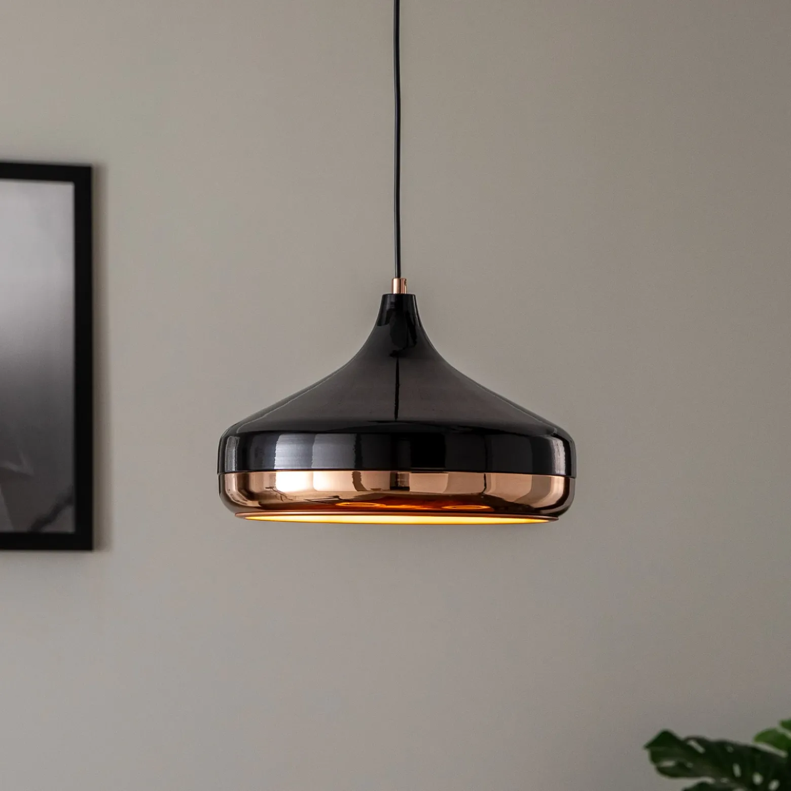 Lámpara colgante Yildo 253-S 1 luz Ø36cm negro/cobre