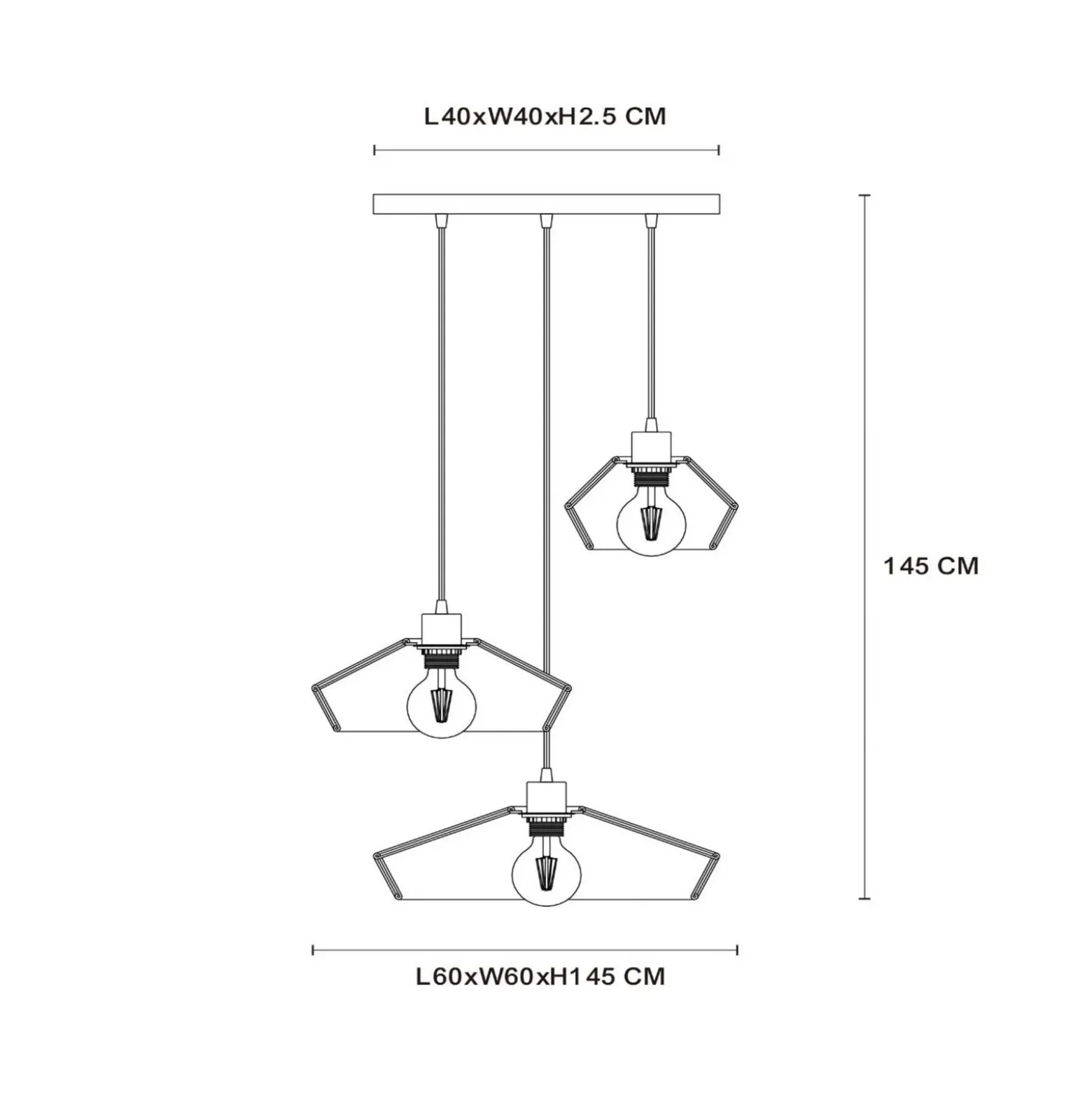 Lámpara colgante Yunkai de papel, 3 luces